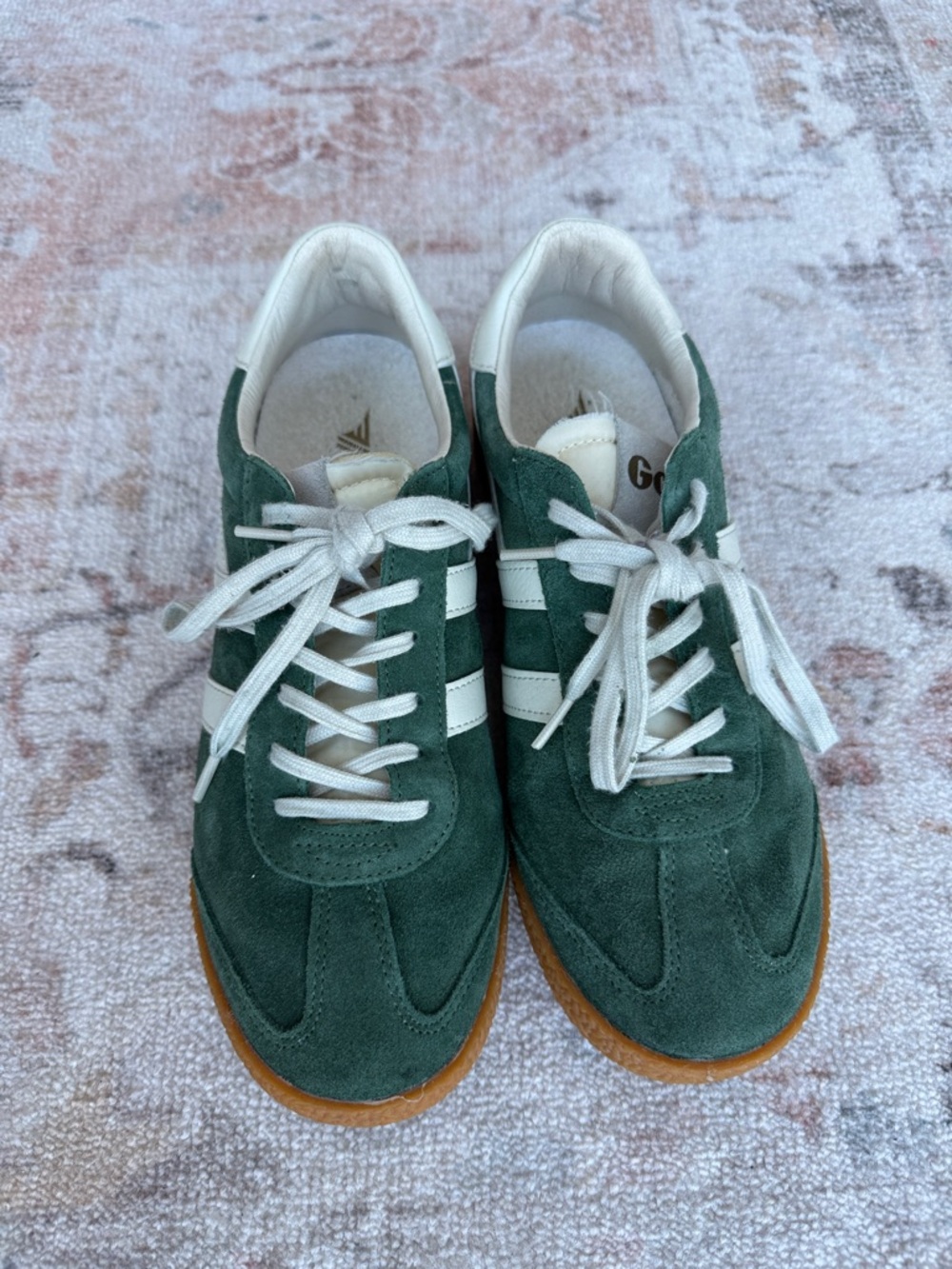 Gola Green Suede Sneakers with White Stripes